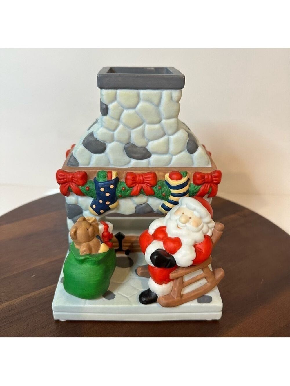 Vintage Santa by the Fireplace Ceramic Tealight Holder – Christmas Décor 2 of 2